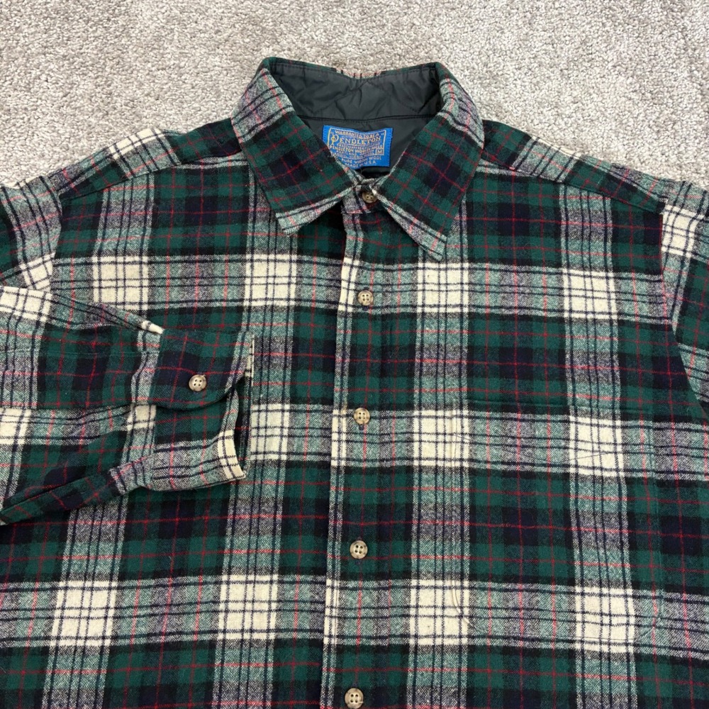 Pendleton Wool Flannel Men Medium Murray of Atholl Tartan Green Button-down Fall